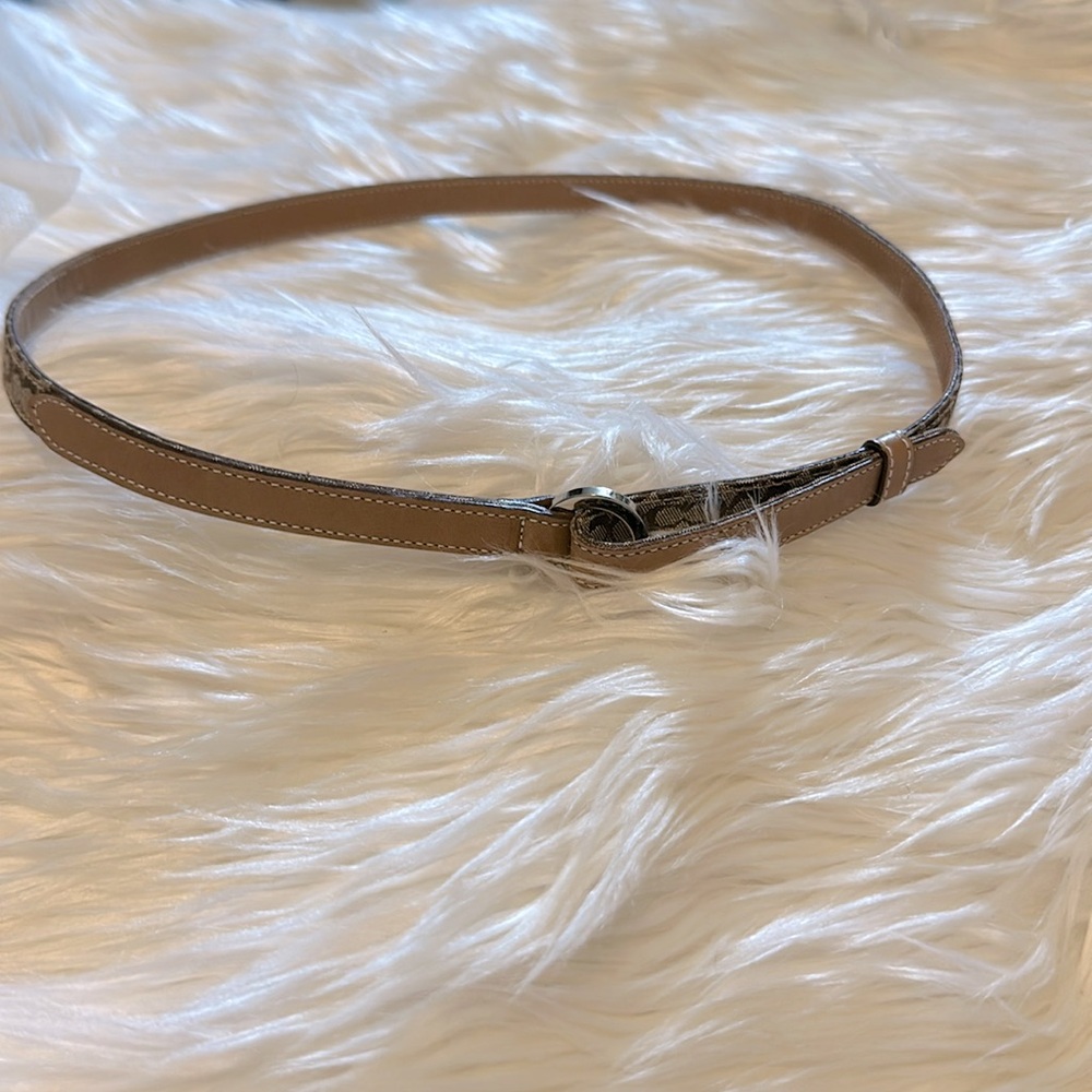 Coach Brown Leather Belt with Pattern